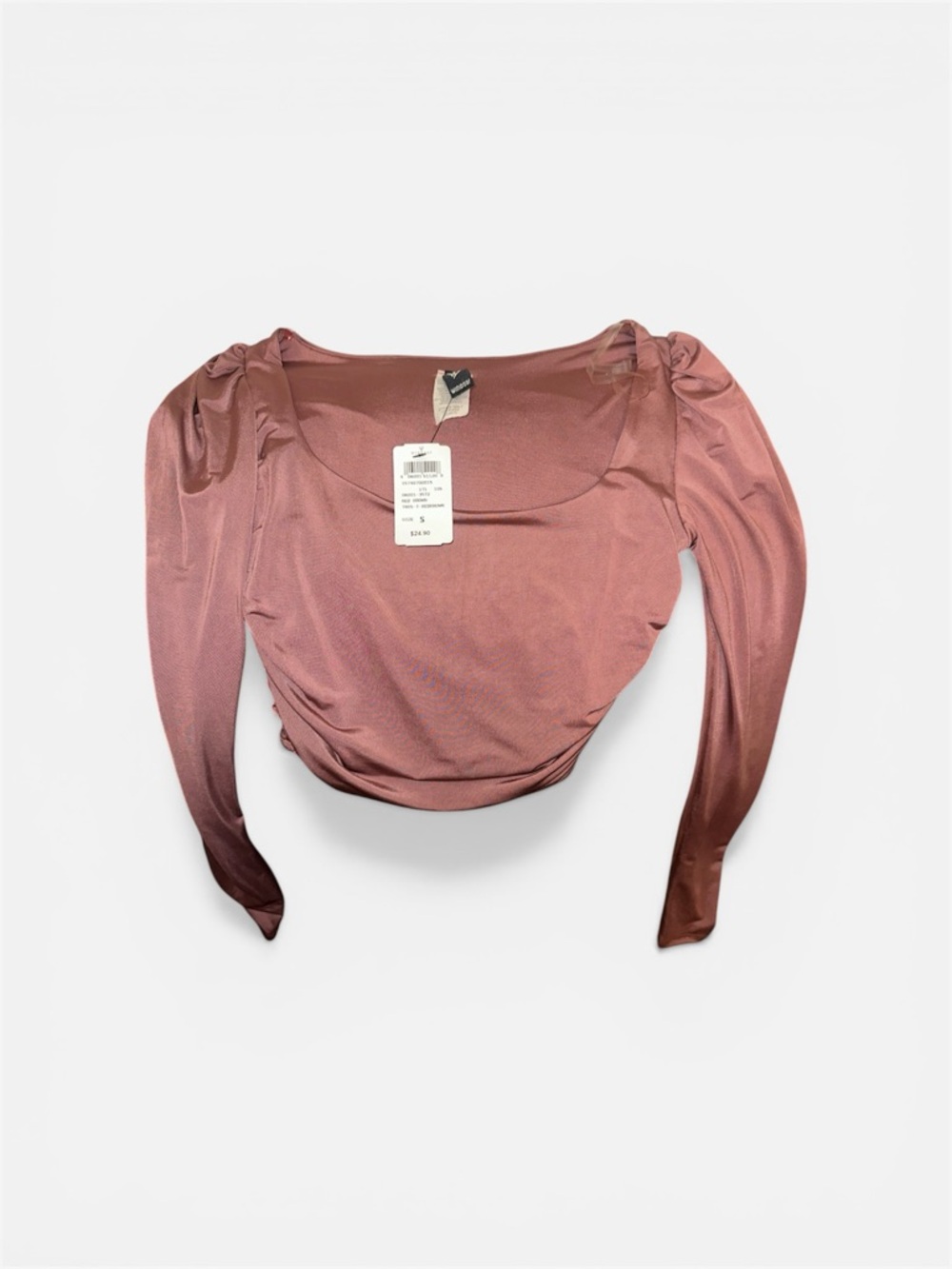 Windsor Dusty Rose Square Neck Long Sleeve Ruched Top